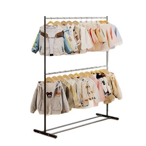 Double Layer Floor Standing Clothes <b>Rack</b> Steel Metal <b>Drying</b> <b>Rack</b> For Bedroom Home Balcony Clothing Organizer 100x120x150 - Product Image 1