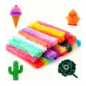 วัสดุงานฝีมือ DIY คุณภาพสูง สีสันสดใส ปรับแต่งสีได้ สำหรับโครงการการศึกษาในโรงเรียน ท่อเชนิลล์ขนาด 8 มม. ทำมือ - Product Image 5