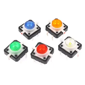 Interruttore a pulsante illuminato 12*12 con piccolo microinterruttore a 4 pin di reset rosso giallo blu verde bianco brillante