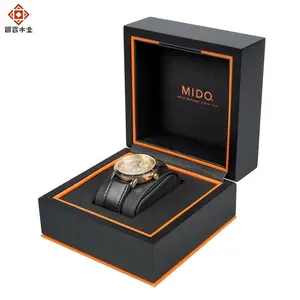 Luxo Preto Matte Paint Custom Laser Logo Square Wooden Watch Gift Box