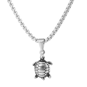 yunnique Stainless Steel Turtle Pendant <b>Necklace</b> For Men Animal Zodiac Charm 60cm Chain Silver Color Fashion Jewelry - Product Image 5