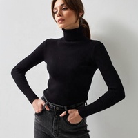 Offres Spéciales 24 options de couleur de la mode Pull à col roulé uni léger à manches longues pour femmes Pull en tricot