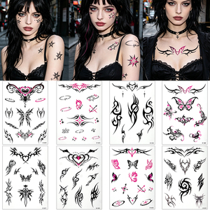 Tatuaggio Temporaneo Vibrante ed Ecologico con Stampa a 4 Colori, Motivi Cyber Sigilism, <span class=keywords><strong>Farfalla</strong></span>, Cuore, Viso Indiano, per Corpo, Schiena Inferiore e Petto - Product Image 3