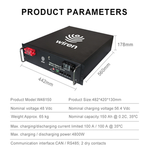 Paquete de Baterías LiFePO4 WIREN TE48150 48V 150Ah 7.2kWh, Montaje en Rack, Sistema de Alimentación Ininterrumpida (UPS) para Estaciones Base de Telecomunicaciones - Product Image 6