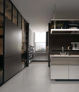 Meuble de cuisine moderne Song Design avec porte en verre, panneau MDF, finition brillante, garantie 5 ans, taille/couleur personnalisables pour hôtel - Product Image 4