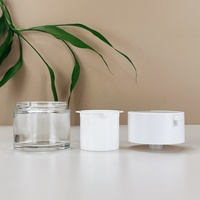 Pot en verre à double paroi de 50 ml avec bouchon pompe sans air, réutilisable, pour crème cosmétique pour le visage