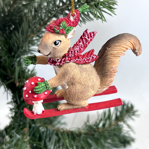 Su misura in resina volpe scoiattolo procione statuetta di scultura albero di natale funghi animali selvatici appesi ornamento - Product Image 4