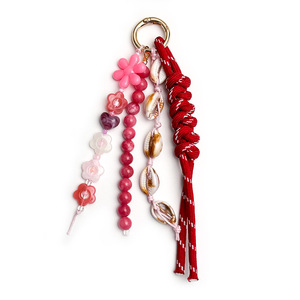 Breloque de sac en perles tressées motif fleur de coquillage, thème plage et vacances en bord de mer, porte-clés et pendentif pour sac à main pour femme - Product Image 5