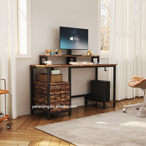 <strong>Industrial</strong> L Shaped Large <strong>Corner</strong> Stainless Steel Gaming <strong>Desk</strong> with Shelves &amp; Drawer for Office and Home Use - Product Image 2