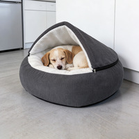 Abnehmbares, waschbares, plüschiges, muschelförmiges, halbgeschlossenes Katzen- und Hundebett mit Wärmefunktion für den Innenbereich