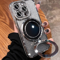 Coque de protection d'objectif photo en diamant pour iPhone 18 Pro Max, étui de luxe en diamant fantaisie pour iPhone 16 17 Pro, avec support magnétique pour femme