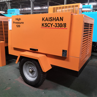 Compresseur d'air à vis diesel portable 330 Cfm avec roues 8bar 24V Air Gaz Refroidi par air KSCY-330/8