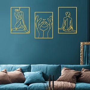 Decoración de pared con acentos modernos de Metal para el hogar, escultura 3D <span class=keywords><strong>minimalista</strong></span> abstracta para sala de estar, decoración de pared artística de lujo para el hogar - Product Image 3