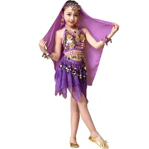 Costume de danse du ventre pour fille, scène Tianzhu, costume de performance de danse indienne pour enfants, jupe courte