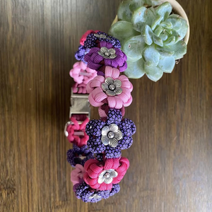 El yapımı kişiselleştirilmiş çiçek yumuşak çiçek güç kız köpek kolye taktik özel Paracord örgülü Charm boncuklu Pet köpekler yaka - Product Image 4