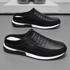 Breathable Casual PU Leather Men's <b>Half</b> Slippers <b>Slip</b> on Flat Sandals for Spring Autumn Summer Shoes - Product Image 2