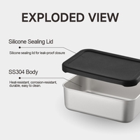 Boîte à lunch portable en acier inoxydable avec logo personnalisé, couvercle en silicone, qualité alimentaire, anti-fuite pour enfants