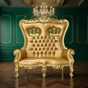 Carved <b>Gold</b> Midcentury Ball Chair Luxury Fabric Living Room Furniture - Product Image 3