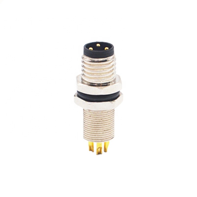 M8 Circular Waterproof IP67 Automotive Brass Contacts Male Rear Lock Faceplate PVC Jacket 3/4/6/8 Pin Solder Cup Connectors