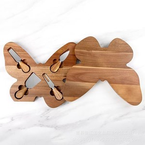 Cross-border Creative Wooden Kitchen Cutting Board Solid Wood Multifunctional Butterfly-shaped Deli Food Board Cheese Board <b>Set</b> - Product Image 4