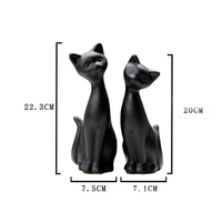 Statue de couple de chats en céramique, style nordique moderne, noir mat givré, décoration de bureau, décoration de la maison, cadeaux de mariage