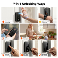 Serrure de porte intelligente LNDU HK01P compatible Apple HomeKit, déverrouillage par mot de passe NFC, prise en charge Alexa et Google Home, biométrique, étanche, avec lecture de la veine palmaire