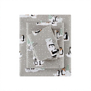 True North Sleep Philosophy – Parure de lit 3 pièces en flanelle douillette 100 % coton, ultra douce et chaude pour l'hiver, motif pingouins gris, taille Twin, mignonne - Product Image 3