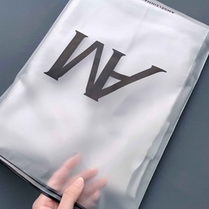 Personalized Logo Printed Frosted Zipper <b>Bag</b> Jacket Hoodie Jeans <b>Packing</b> Custom Garment <b>Bag</b> for Online Shop - Product Image 5