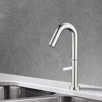 Robinet de cuisine en acier inoxydable, contemporain, à poignée unique, commande unique, rotation à 360 degrés, eau froide et chaude, céramique