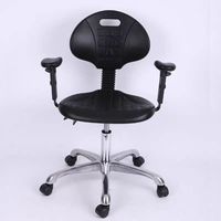 Tabouret de laboratoire réglable grand confort et chaise industrielle populaire Chaise officielle Chaise de laboratoire informatique ergonomique Accoudoir noir