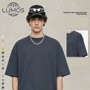 Camiseta de Verano para Hombre, Marca Americana de Moda, Estilo Holgado, Color Sólido, Manga Corta, con Tecnología SORONA, Personalizable - Product Image 1