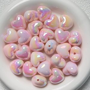 21*19mm UV hai màu gradient sáng bóng bóng Hồng Trắng Xanh chất béo tình yêu hình trái tim Acrylic hạt - Product Image 2