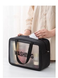 New Women Zipper Clear <b>Makeup</b> <b>Bags</b> <b>Transparent</b> Bathroom Mesh Shower Wash <b>Bag</b> Large Pink Cosmetic Toiletry Travel Storage Pouch - Product Image 4