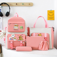 Sac à dos scolaire imperméable en tissu Oxford antivol et tendance pour enfants, idéal pour les collégiens et lycéens, mignon, grande capacité, ensemble 5-en-1