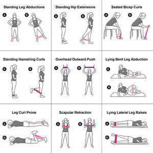 Yoga, Güç Antrenmanı, Kalça ve Bacak Esnetme, Tüm Vücut Egzersizi için Özelleştirilebilir Gradyan Gül Kırmızısı TPE Direnç Bantları - Product Image 4