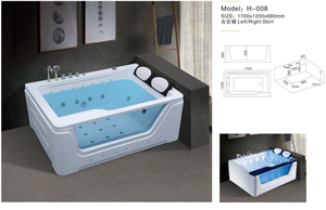 Baignoire de massage à remous en acrylique de luxe de grande capacité pour deux personnes, design moderne avec deux côtés en verre, baignoire SPA d'hydrothérapie intérieure - Product Image 4