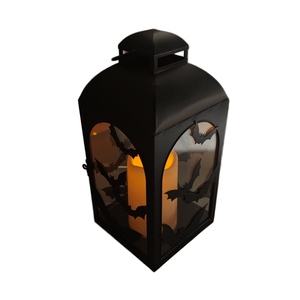 Halloween decorativo tema pipistrello in metallo portacandele con vetro lampada tempesta per decorazioni per la casa - Product Image 5