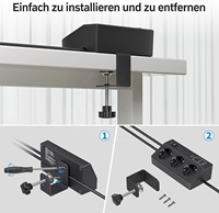 Prise de table EU avec USB C PD20W, multiprise à 3 voies avec 4 USB, prise de table prise de bureau à pince pour le bureau