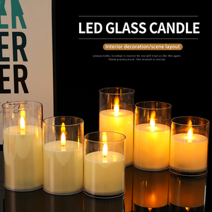 Bougies en verre <span class=keywords><strong>LED</strong></span> sans flamme avec mèche dansante scintillante bougies de chauffe-plat à piles bougies scintillantes - Product Image 6