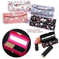 Étui à rouge à lèvres rétro brodé de fleurs, 4 couleurs, avec mini miroir, boîte à gloss, porte-bijoux, outils de rangement pour maquillage