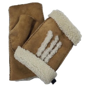 <span class=keywords><strong>Gants</strong></span> en cuir de mouton double face en <span class=keywords><strong>laine</strong></span> mérinos espagnole sans doigts pour femmes, fourrure de mouton bouclée, mitaines pour l'hiver, support personnalisé - Product Image 1