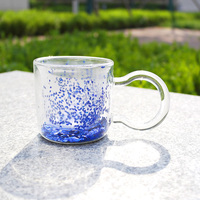 Tasse en verre à Double paroi en Borosilicate, cadeau créatif avec Paillette et poignée en verre