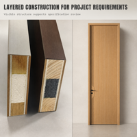 UL Listed 60 Min Fire Rated Wooden Door Modern Interior Timber Fireproof Door Single Leaf Walnut Flush Door for Hotel Apartment