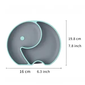 Lovable Elephants Non-Toxic Food Grade Silicone Divided Suction Plate for Babies BPA-Free Unbreakable Silicone Baby Plate