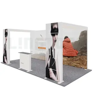 Booth Pameran Aluminium Tabung Kain 3X6 Expo Dinding dengan Perlengkapan Pameran Dagang Dudukan Kotak