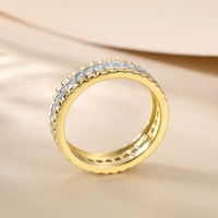 Bijoux de mode en argent sterling 925 massif plaqué rhodium avec zircon, style hip-hop, bagues de fiançailles et de mariage à sertissage griffe, cadeaux pour femmes