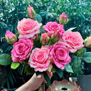 Rosas Artificiales de Dos Cabezas Simuladas, Flores de Seda y Plástico de Alta Simulación para Decoración de Bodas y Hogar - Product Image 2