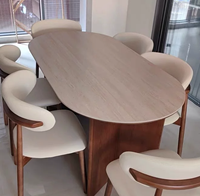 Table à manger ovale en bois massif pour 6 personnes, mobilier de restaurant en noyer, fabrication sur mesure OEM