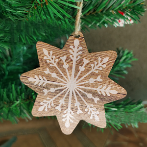 Juego de 10 Adornos Navideños de Madera para Árbol de Navidad, Copo de Nieve, Estrella, Corazón, Casa, Adorno de Madera para Decoración Navideña - Product Image 2
