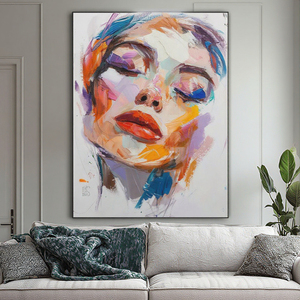 Original Art fait à la main moderne <span class=keywords><strong>homme</strong></span> Figure Portrait haute qualité lunettes de soleil taille personnalisée peinture à l'huile maison décoration murale - Product Image 5